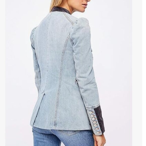 Free People Seamed & Structured Denim Jacket NWT - Picture 4 of 16